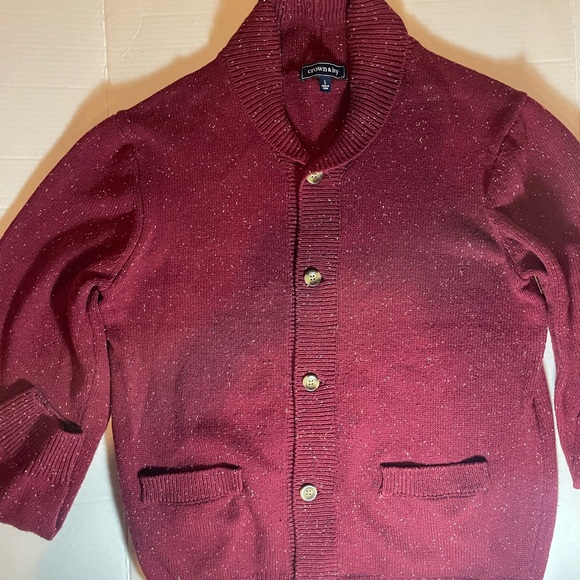 Crown & Ivy Men's Shawl Collard Burgundy Button Closure Cardigan Sweater Sz. L - Picture 9 of 11